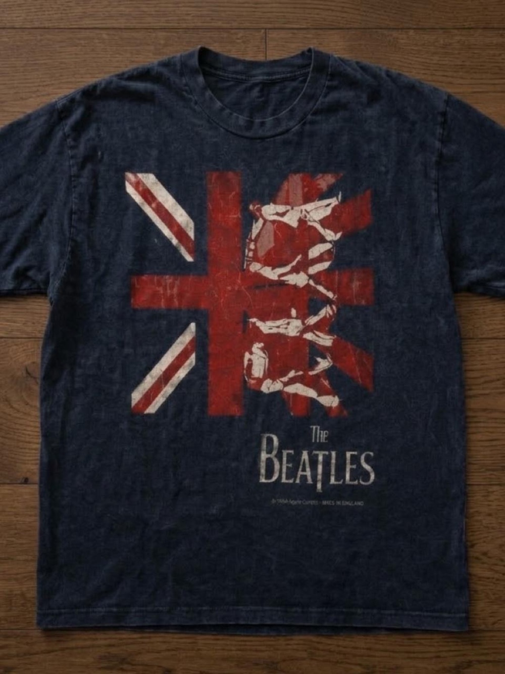 Gildan Navy Tee with Distressed Red & White Union Jack Graphic